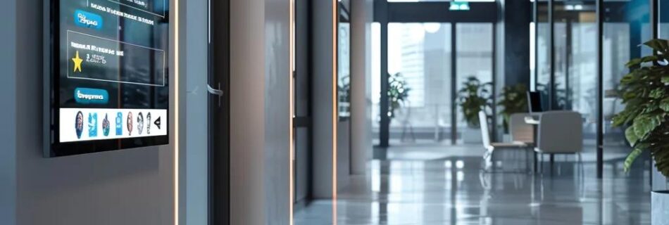 a sleek, modern office space is adorned with a glowing review board showcasing five-star ratings and heartfelt testimonials for a house cleaning service, illuminated by bright, focused lighting that highlights the positive energy and trustworthiness of the brand.