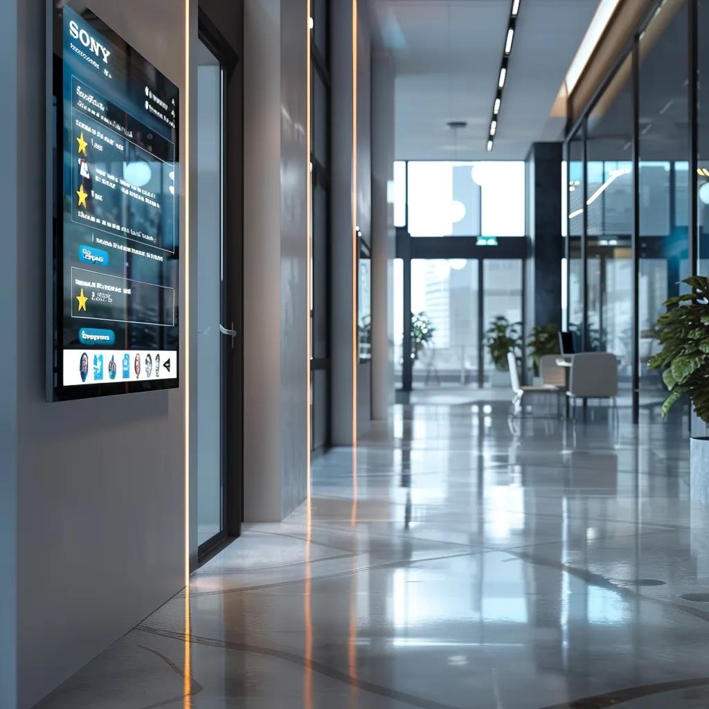 a sleek, modern office space is adorned with a glowing review board showcasing five-star ratings and heartfelt testimonials for a house cleaning service, illuminated by bright, focused lighting that highlights the positive energy and trustworthiness of the brand.