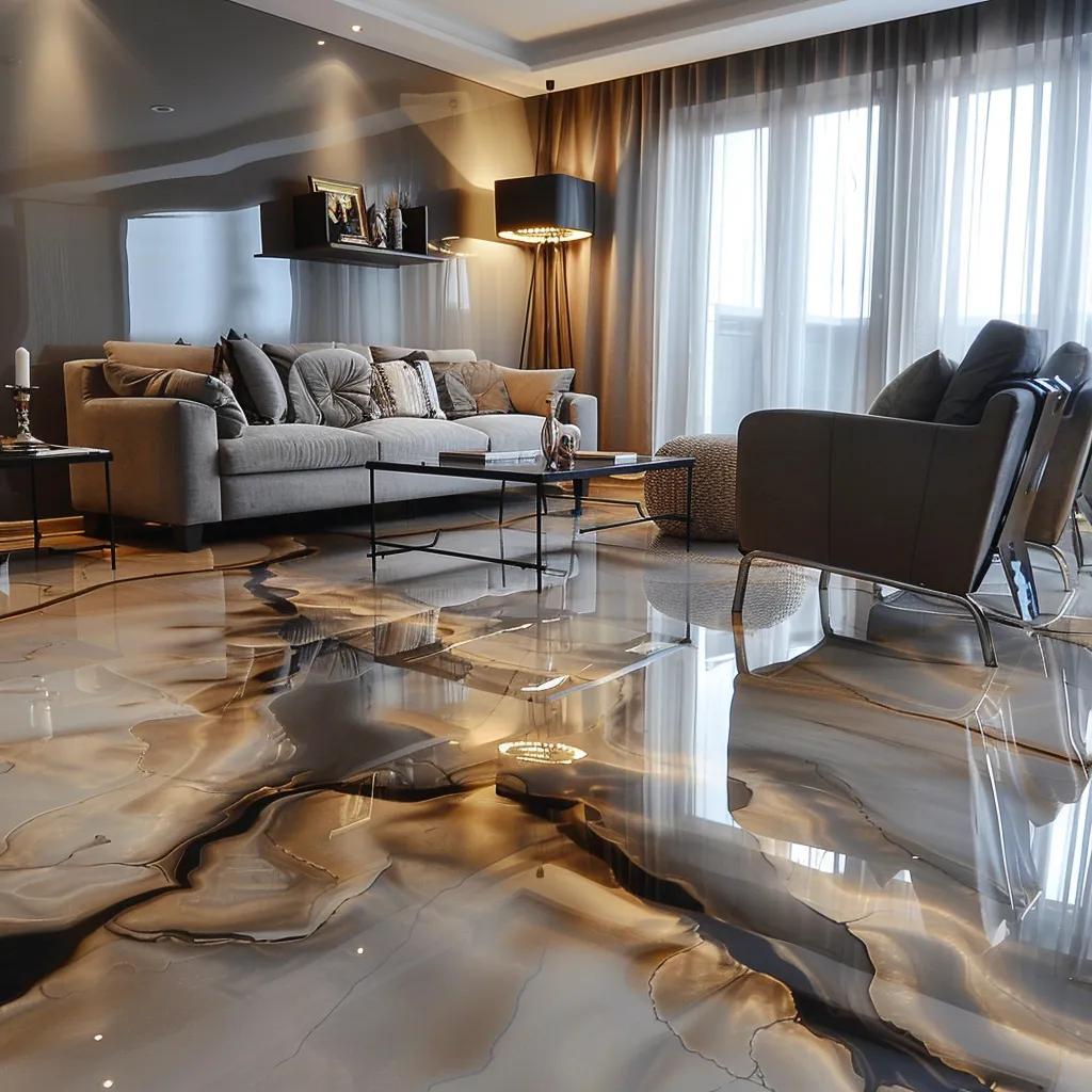 Stylish epoxy flooring in a modern home, highlighting durability and design versatility