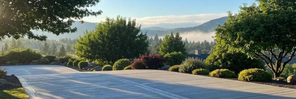 Well-maintained concrete driveway in Kelowna showcasing proper care and maintenance