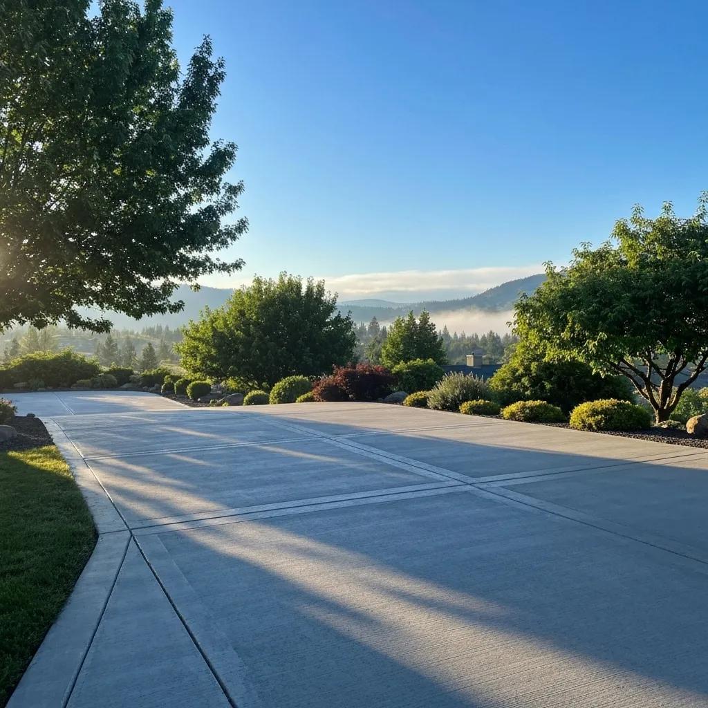 Well-maintained concrete driveway in Kelowna showcasing proper care and maintenance